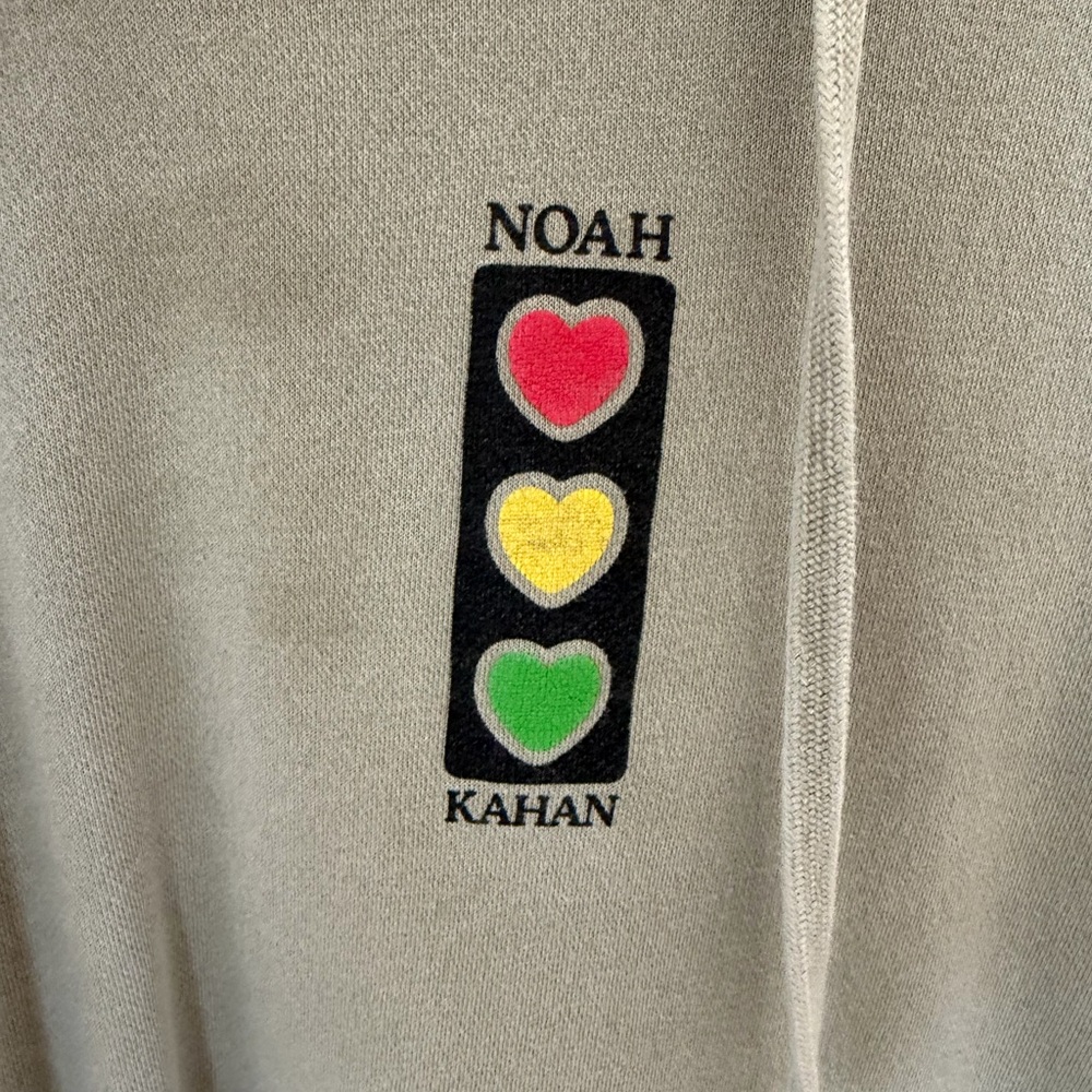Noah Kahan Heart Traffic Light Hoodie - Beige with Red, Yellow, Green Hearts